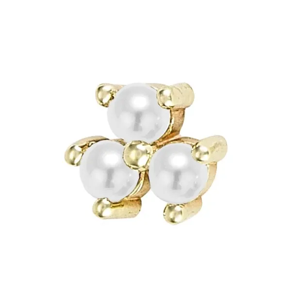 Body Gems 14K Solid Yellow Gold Trinity - White Pearl