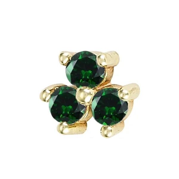 Body Gems 14K Solid Yellow Gold Mini Trinity - Emerald CZ Body Gems 14K Solid Yellow Gold Mini Trinity - Emerald CZ
