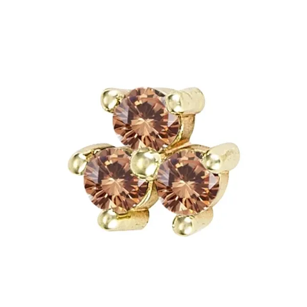 Body Gems 14K Solid Yellow Gold Mini Trinity - Champagne CZ