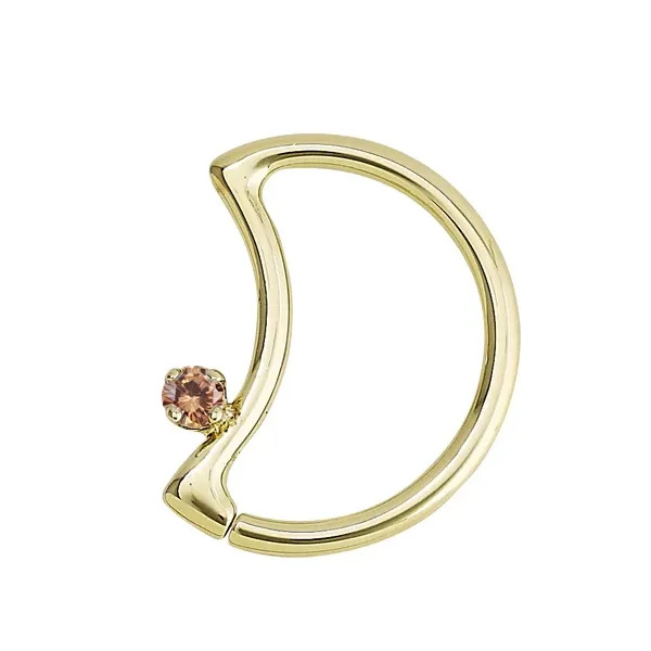 Body Gems 14K Solid Yellow Gold Seam Ring Lunear 2 - Champagne CZ
