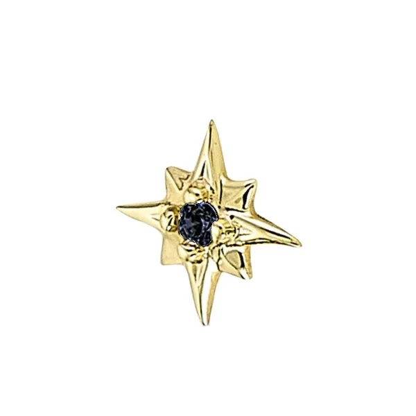Body Gems 14K Solid Yellow Gold Threadless 8 Point Burst - Black CZ Body Gems 14K Solid Yellow Gold Threadless 8 Point Burst - Black CZ