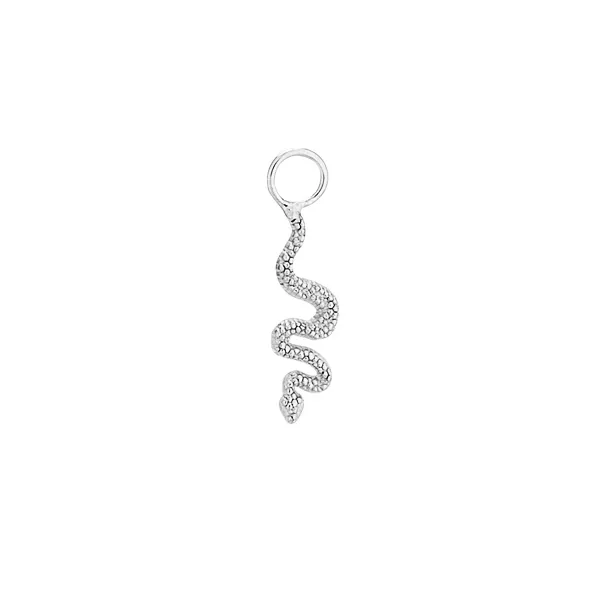 Body Gems 14K Solid White Gold Charm - Snake