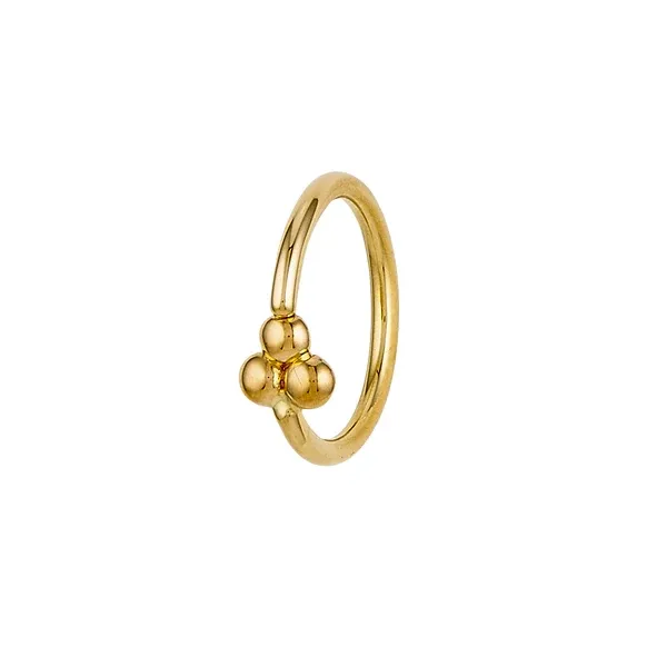 Body Gems 14K Solid Yellow Gold Fixed Bead Ring - Vertical Tri-bead