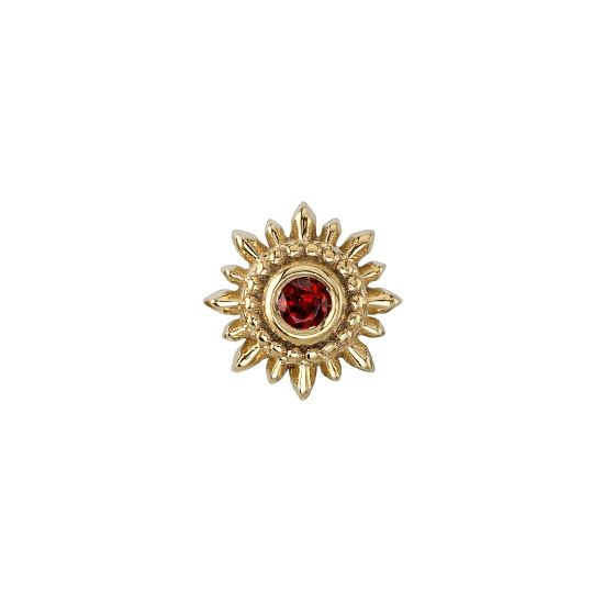 BVLA 14K Solid Yellow Gold Threaded Mini Compass - AA Garnet