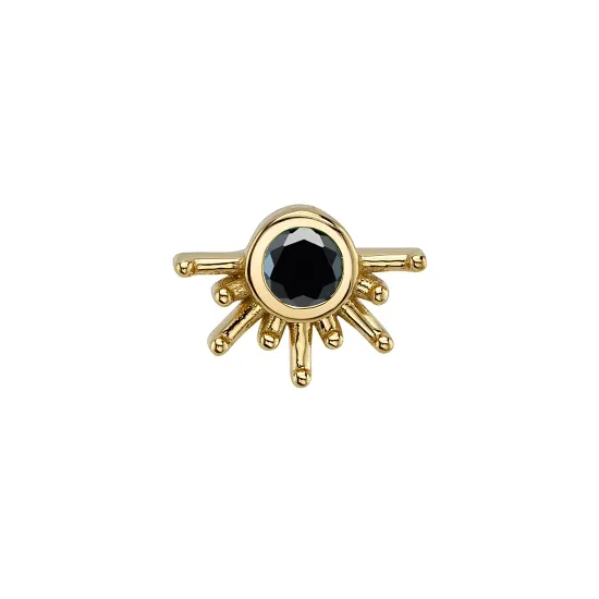 BVLA 14K Solid Yellow Gold Threaded Live To Tell - Black CZ