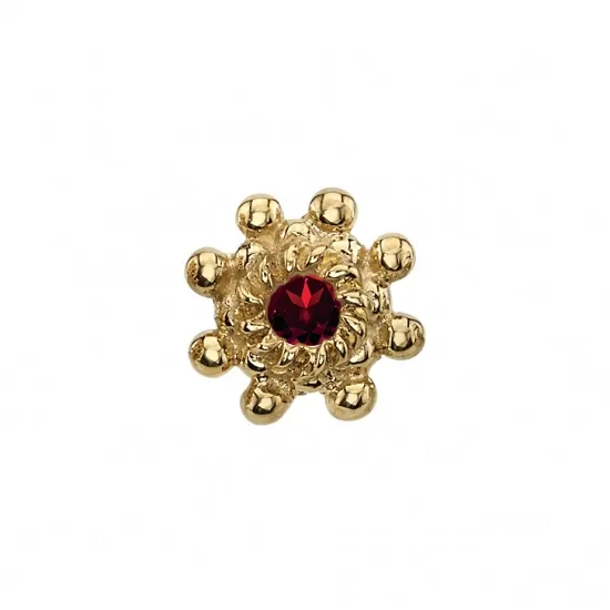 BVLA 14K Solid Yellow Gold Threaded Indian Wheel - AA Garnet