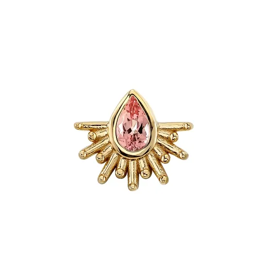 BVLA 14K Solid Yellow Gold Threaded Borderline - Chatham Champagne Sapphire
