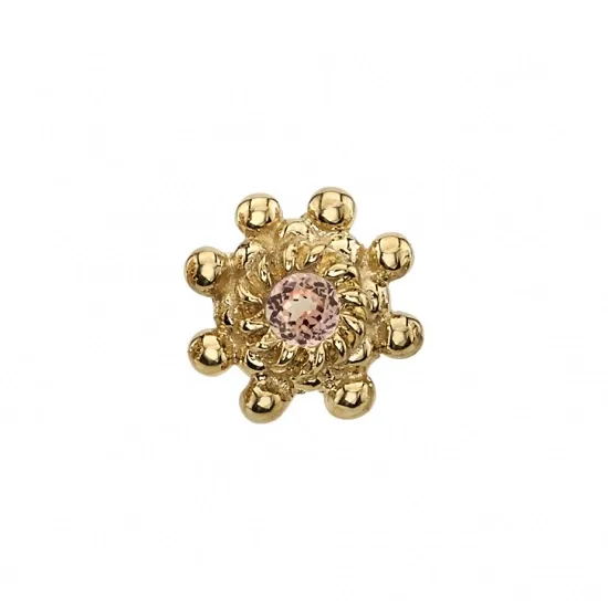 BVLA 14K Solid Yellow Gold Threaded Indian Wheel - Champagne Sapphire