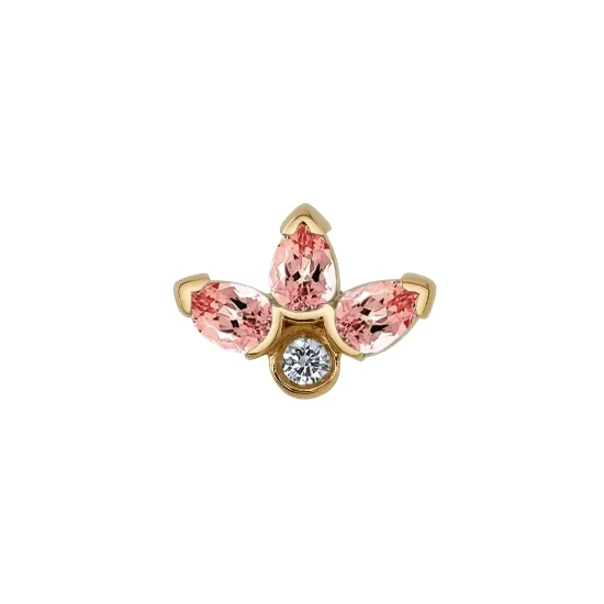 BVLA 14K Solid Yellow Gold Threaded Julia - White Diamond & Lab Created Champagne Sapphire