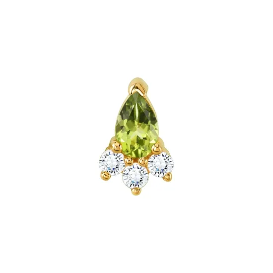BVLA 14K Solid Yellow Gold Threaded Daphne - Peridot & White CZ