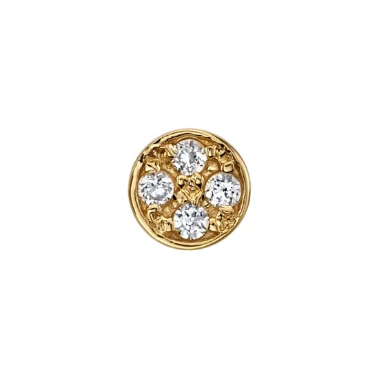 BVLA 14K Solid Yellow Gold Threaded Micro Pave Disc - White CZ