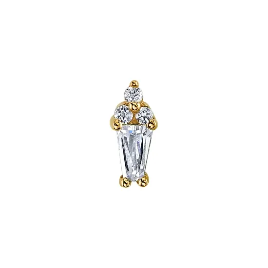 BVLA 14K Solid Yellow Gold Threaded Mirran - White CZ