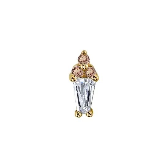 BVLA 14K Solid Yellow Gold Threaded Mirran - White CZ & Chatham Champagne Sapphire