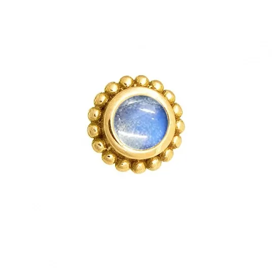 BVLA 14K Solid Yellow Gold Threadless Beaded Raine - Rainbow Moonstone Cabochon