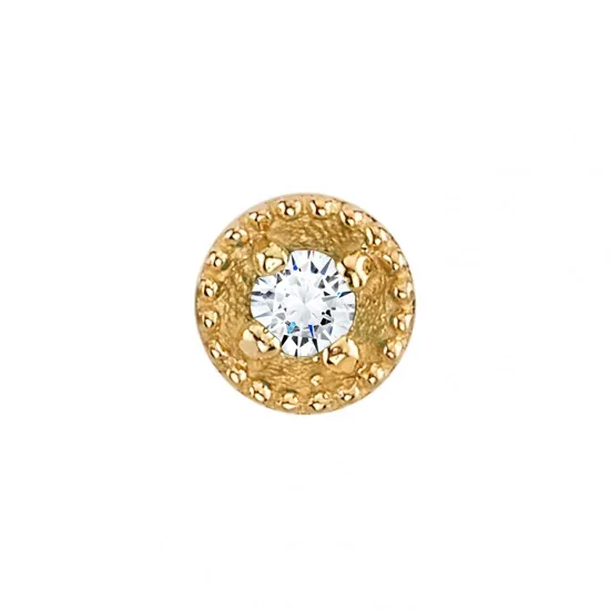 BVLA 14K Solid Yellow Gold Threaded Harlequin 3.5 mm - White CZ