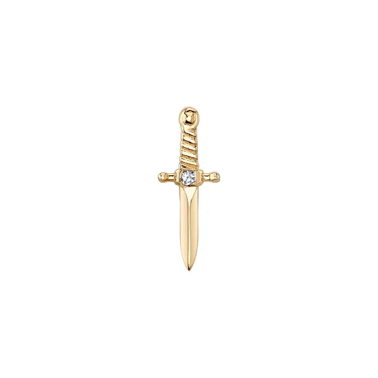 BVLA 14K Solid Yellow Gold Threaded Slasher Dagger With Bezel - 1.25 White VS Diamond