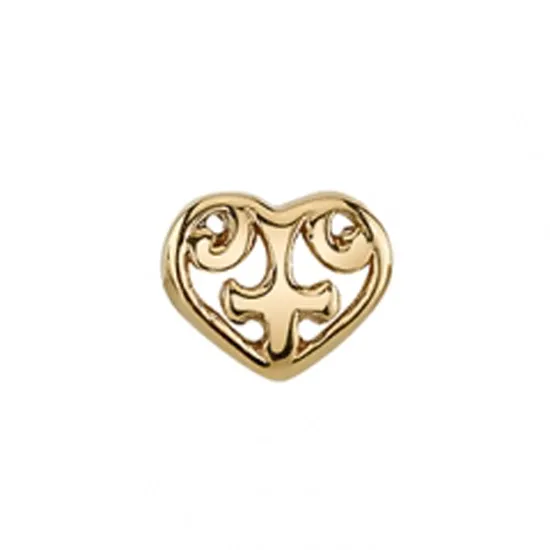 BVLA 14K Solid Yellow Gold Threaded Flourish Heart