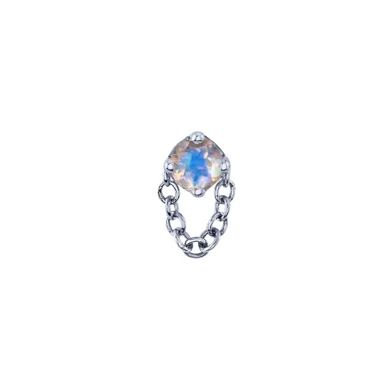 BVLA 14K Solid White Gold Threaded Rianna - Rainbow Moonstone