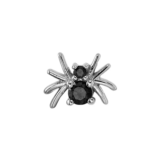 BVLA 14K Solid White Gold Threaded Octo - Black CZ