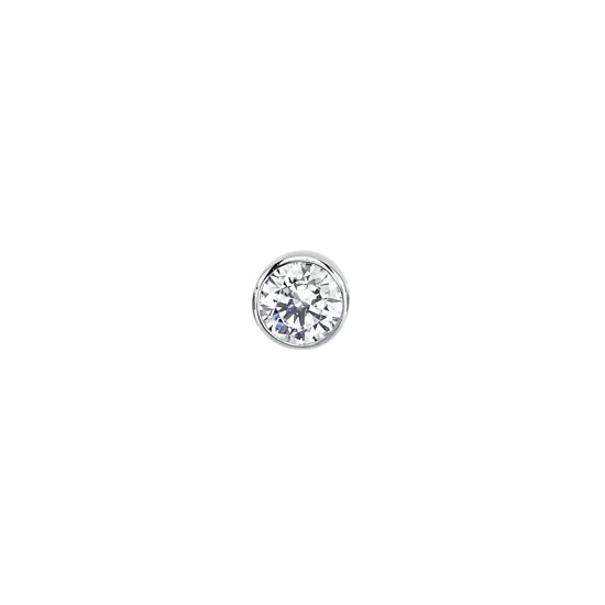 BVLA 14K Solid White Gold Threaded Round Bezel - White CZ
