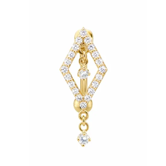 BVLA 14K Solid Yellow Gold Navel Curve Pallas - White CZ BVLA 14K Solid Yellow Gold Navel Curve Pallas - White CZ