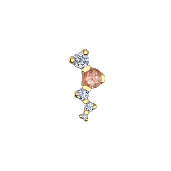 BVLA 14K Solid Yellow Gold Threaded Ripple Left Orientation - Oregon Sunstone & White CZ BVLA 14K Solid Yellow Gold Threaded Ripple Left Orientation - Oregon Sunstone & White CZ