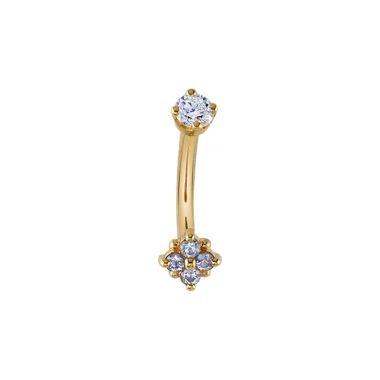 BVLA 14K Solid Yellow Gold Rook J- Curve Reema - White CZ