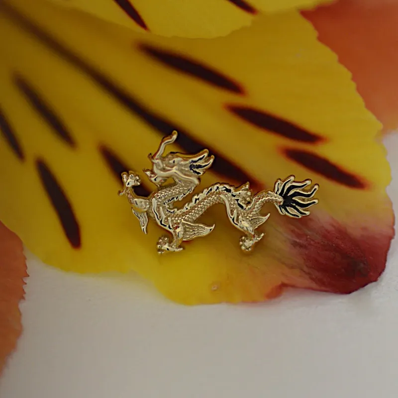 BVLA 14K Solid Yellow Gold Threaded Fei Long Dragon LEFT