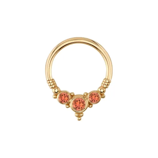 BVLA 14K Solid Yellow Gold Sylvie Seam Ring - Peach Topaz