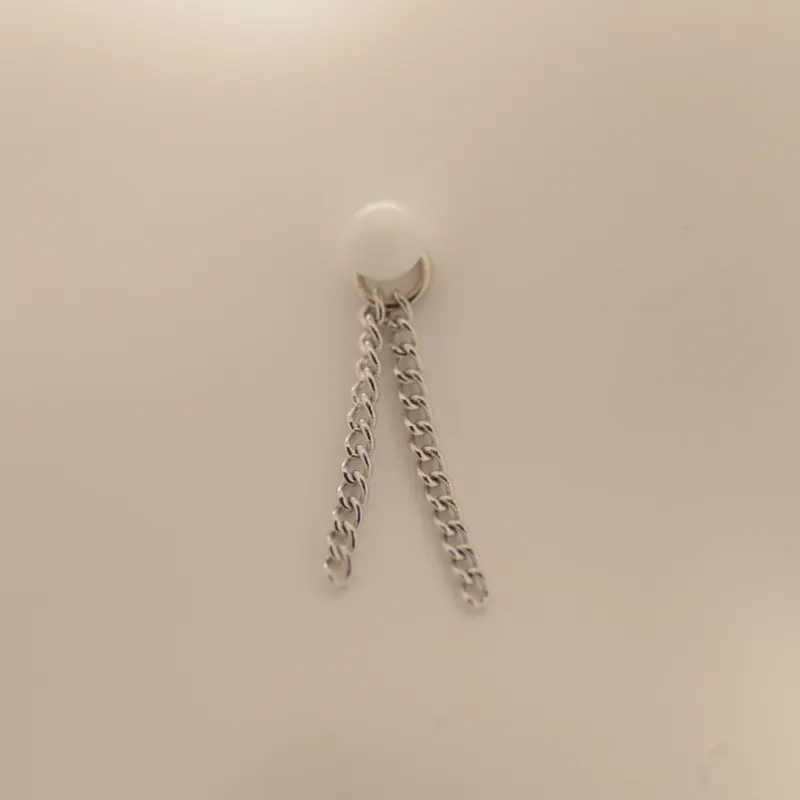 Hialeah 14K Solid White Gold Tassle - Curb