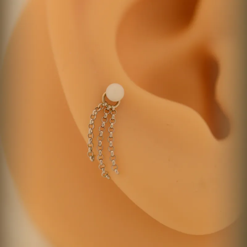 Hialeah 14K Solid White Gold Tassle - Rolo