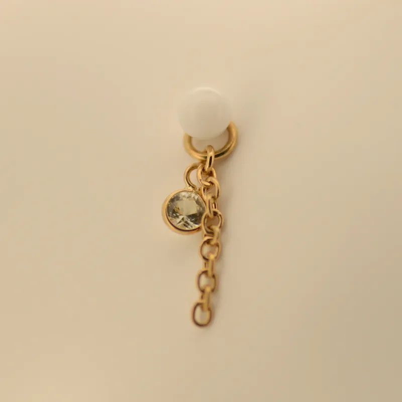 Hialeah 14K Solid Yellow Gold Charm - Future, Past & Present White Sapphire
