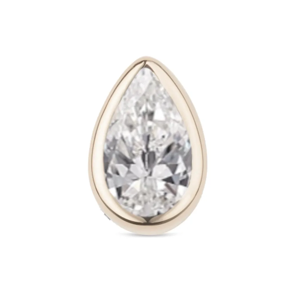 Alchemy Adornment 14K Solid Yellow Gold Pear Bezel -White CZ Alchemy Adornment 14K Solid Yellow Gold Pear Bezel -White CZ