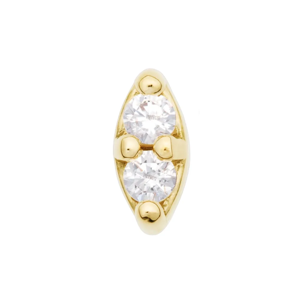 Alchemy Adornment 14K Solid Yellow Gold Dyad - White Zircon
