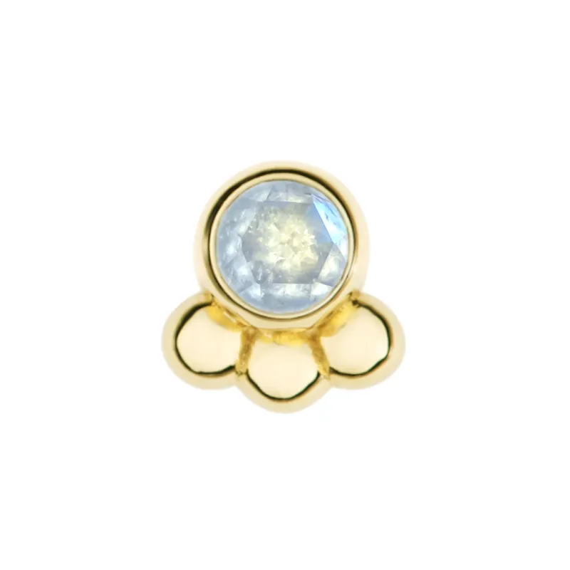 Alchemy Adornment 14K Solid Yellow Gold Dani - 2 mm Rose Cut Genuine Moonstone