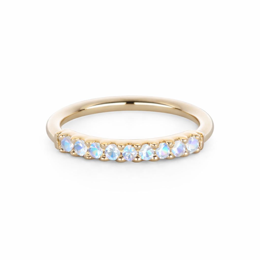 Alchemy Adornment 14K Solid Yellow Gold Outside Fixed Gem Seam ring 1,2x 11,1 mm - Genuine Rainbow Moonstone Alchemy Adornment 14K Solid Yellow Gold Outside Fixed Gem Seam ring 1,2x 11,1 mm - Genuine Rainbow Moonstone