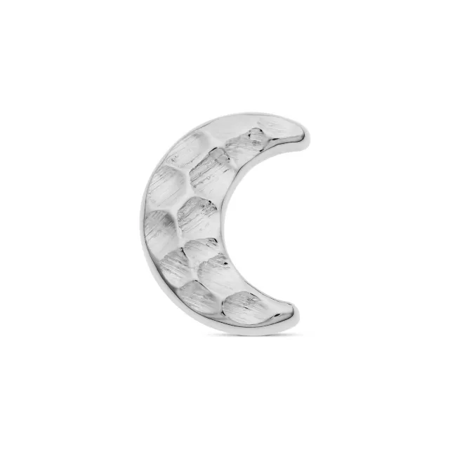 Alchemy Adornment 14K Solid White Gold Moon 3.1 x 3.9 mm - Hammered