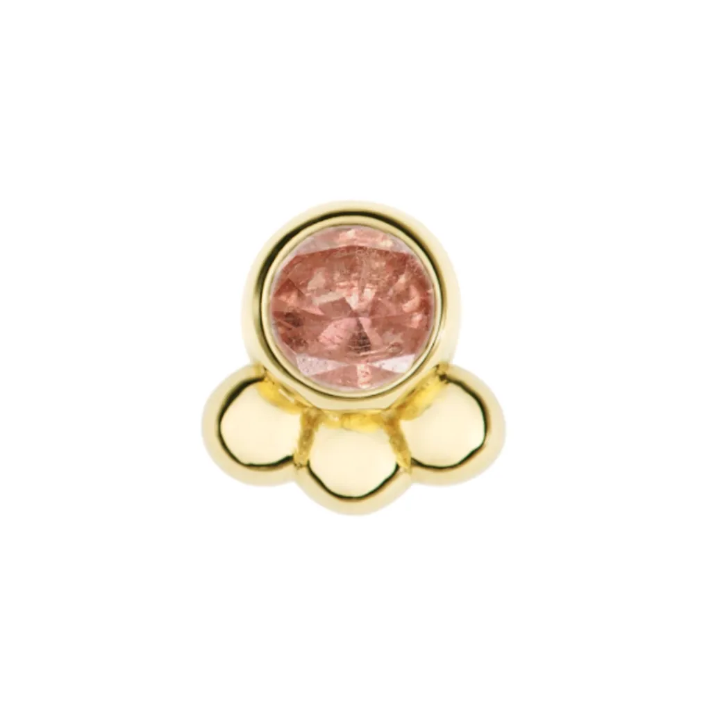 Alchemy Adornment 14K Solid Yellow Gold Dani - 2 mm Padparasha Sapphire Alchemy Adornment 14K Solid Yellow Gold Dani - 2 mm Padparasha Sapphire