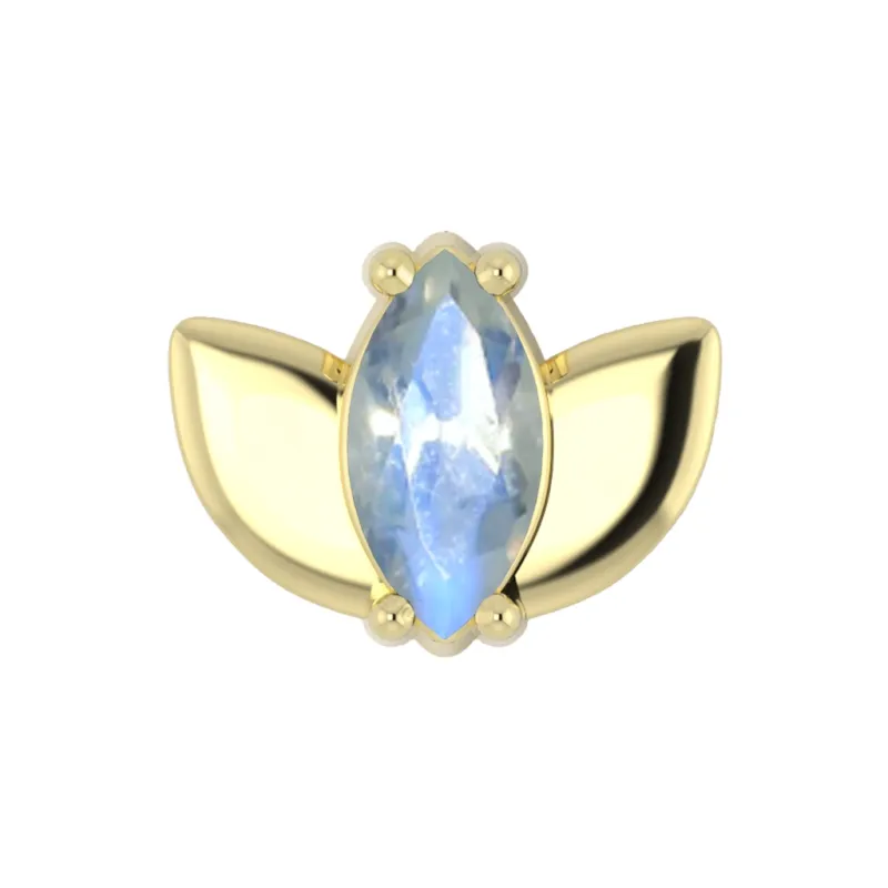 Alchemy Adornment 14K Solid Yellow Gold Lotus - Moonstone