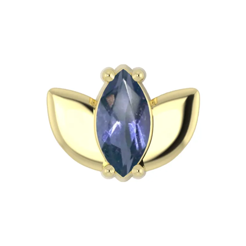 Alchemy Adornment 14K Solid Yellow Gold Lotus - Iolite