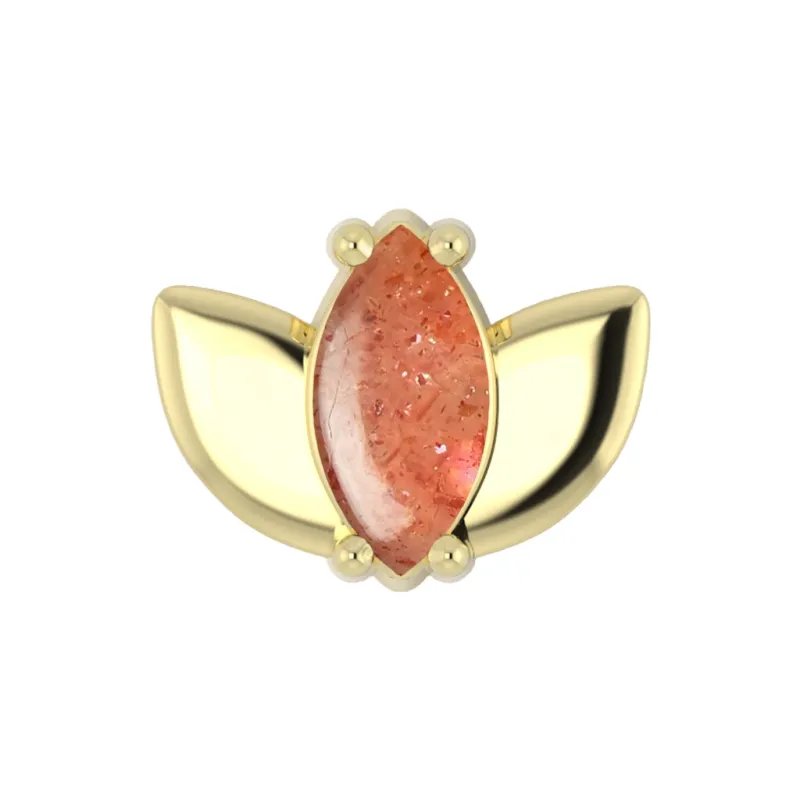Alchemy Adornment 14K Solid Yellow Gold Lotus - Oregon Sunstone