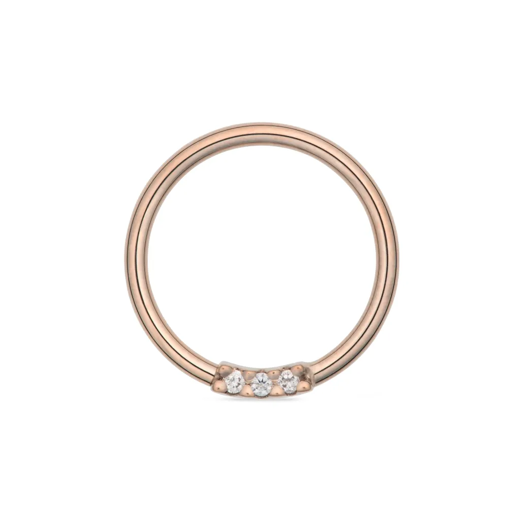 Alchemy Adornment 14K Solid Rose Gold 3 gems 1,2 x 7,9 mm - White CZ Alchemy Adornment 14K Solid Rose Gold 3 gems 1,2 x 7,9 mm - White CZ