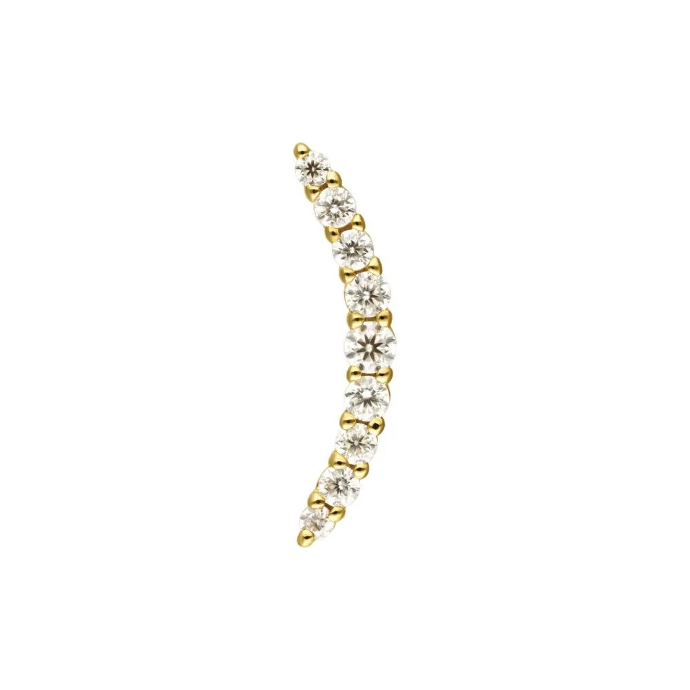 14K Solid Gold Threadless Gemmed Prium - Moissanit