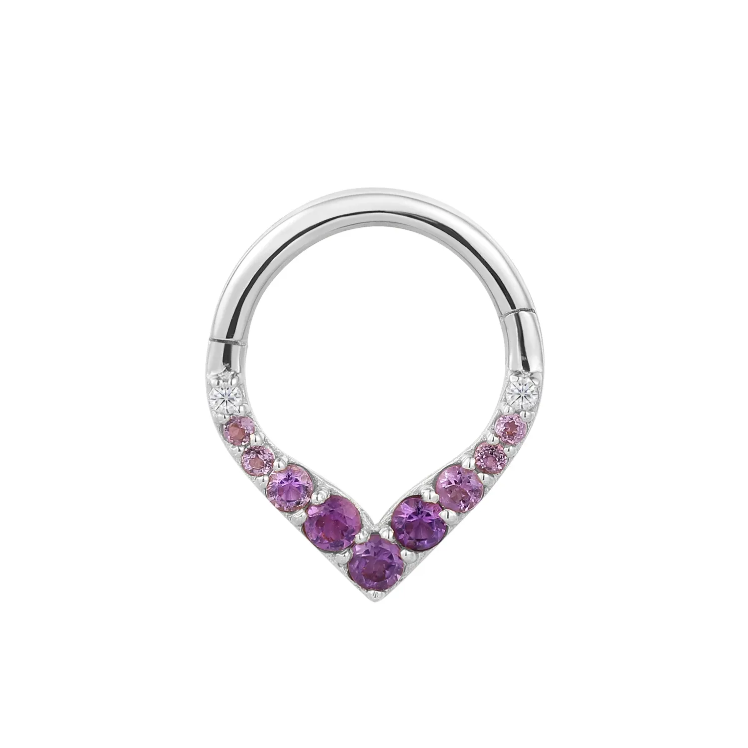 Buddha Jewelry 14K Solid White Gold Rise And Shine Clicker Ring - Amethyst Ombre Buddha Jewelry 14K Solid White Gold Rise And Shine Clicker Ring - Amethyst Ombre