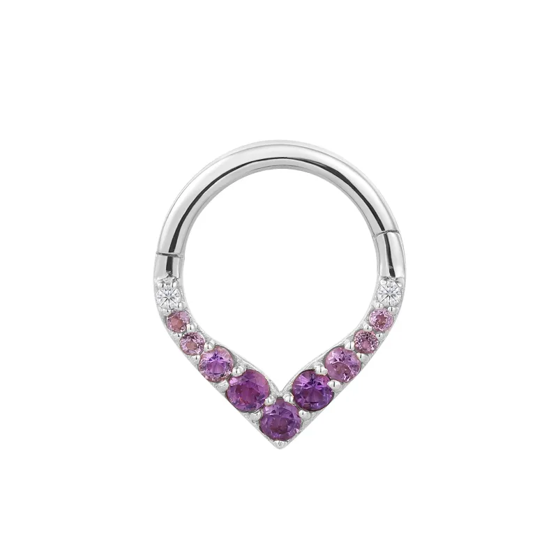 Buddha Jewelry 14K Solid White Gold Rise And Shine Clicker Ring - Amethyst Ombre
