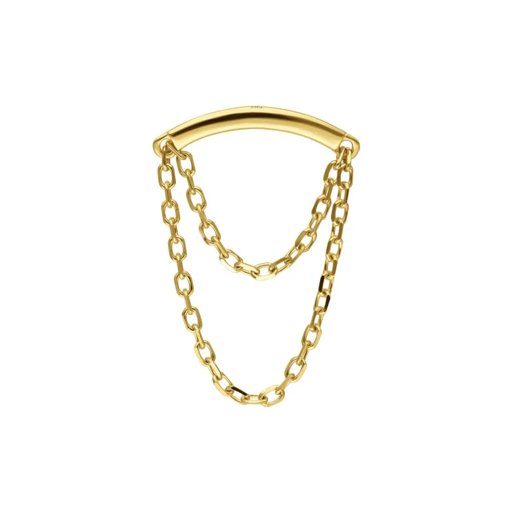 14K Solid Gold Threadless Double Chain Hidden Helix