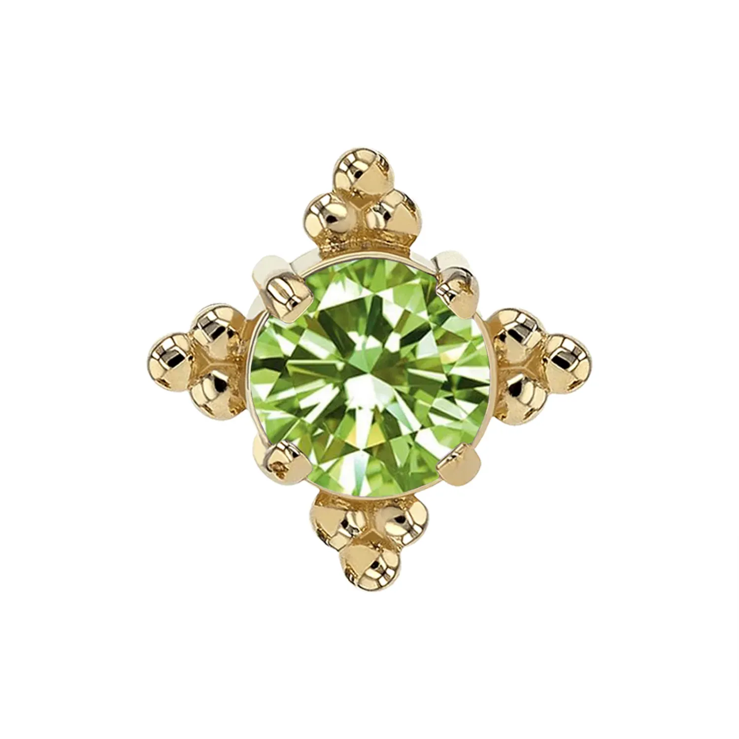 Anatometal 14K Solid Yellow Gold Zia End - 3 mm Peridot Cubic Zirconia