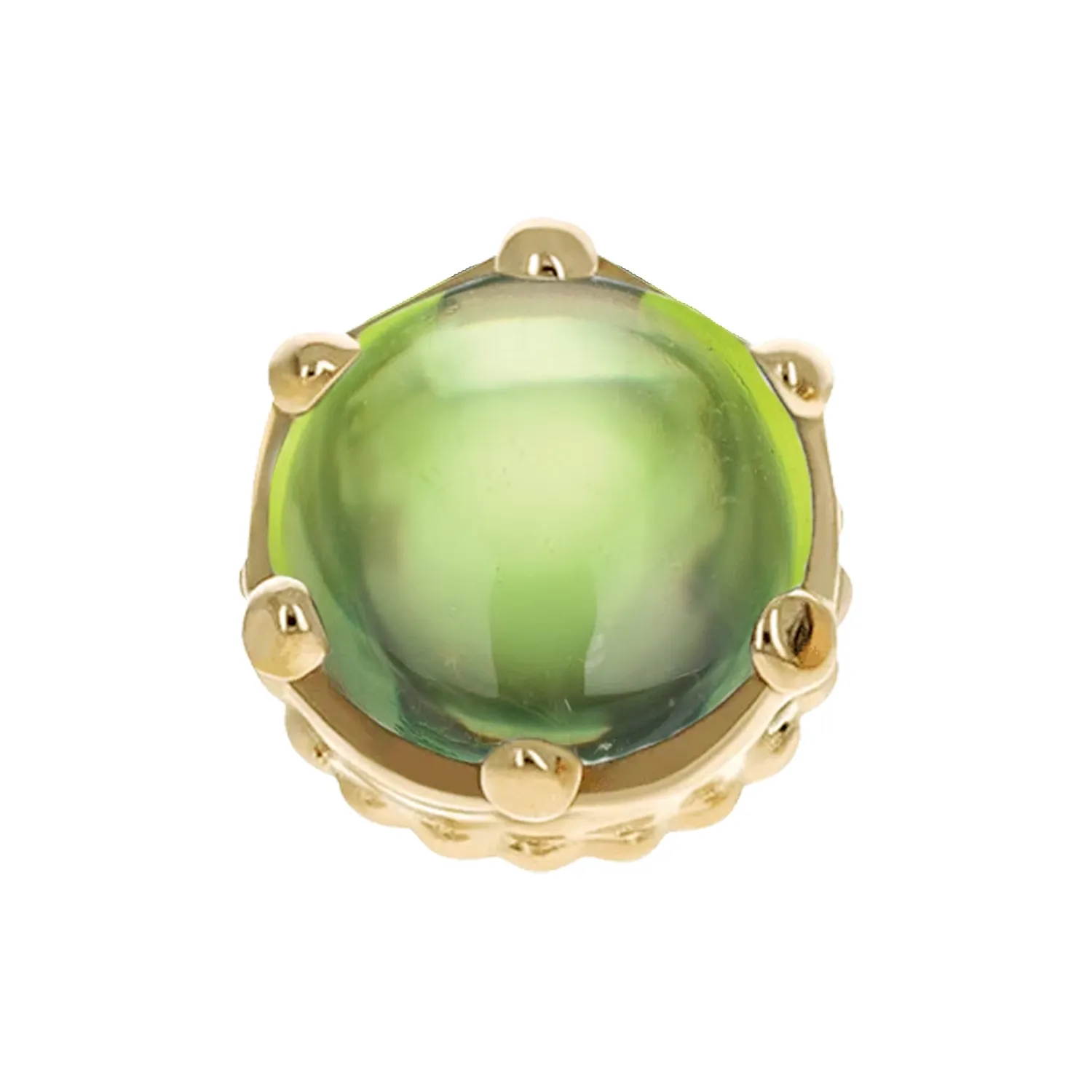 Anatometal 14K Solid Yellow Gold Queen End - 4 mm Peridot Cabochon