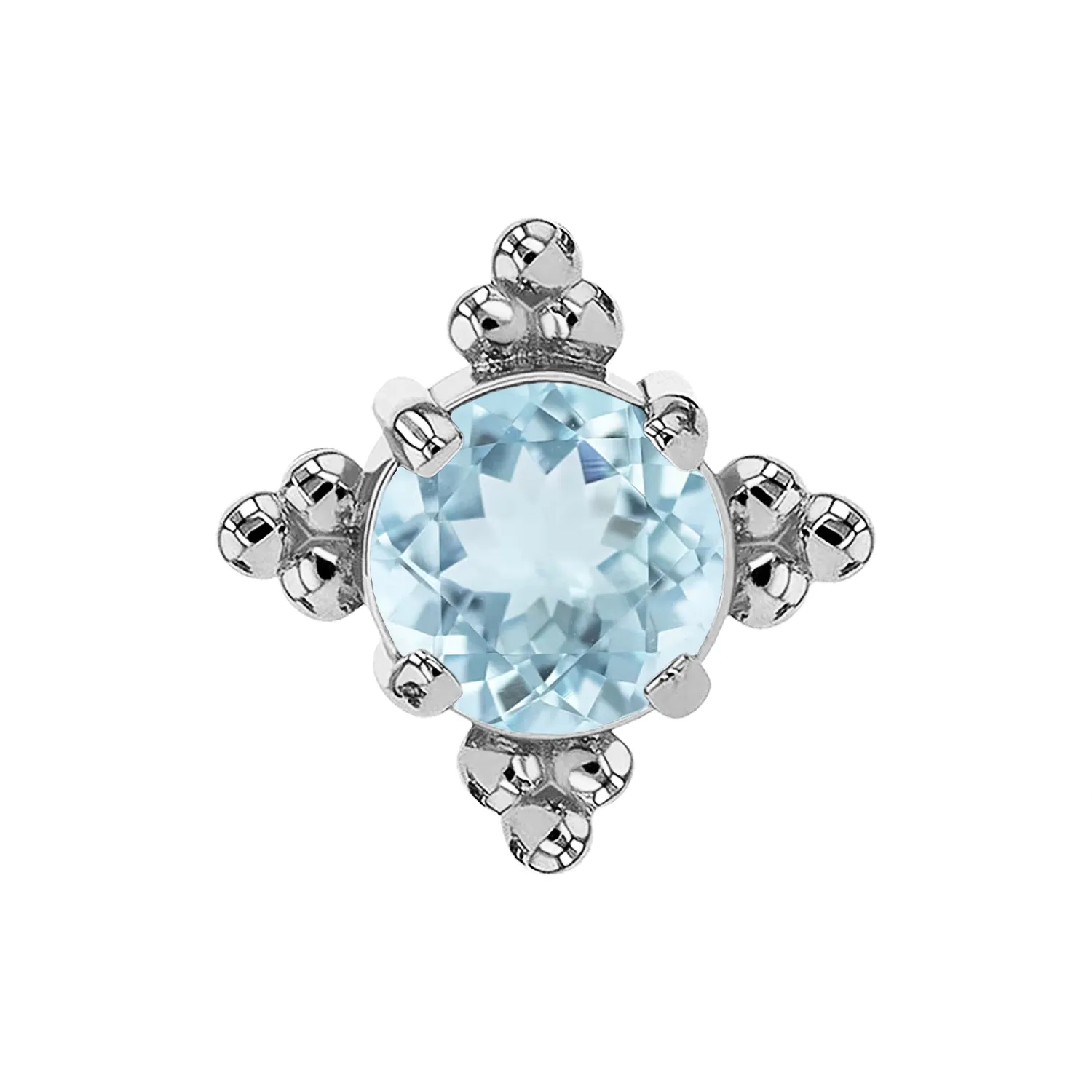Anatometal 18K Solid White Gold Zia End - 3 mm Periwinkle Cubic Zirconia