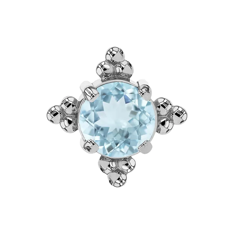 Anatometal 18K Solid White Gold Zia End - 3 mm Periwinkle Cubic Zirconia